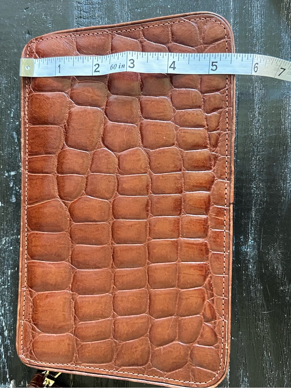 Nine West Brown Croc-Embossed Leather Wristlet - Picture 10 of 11